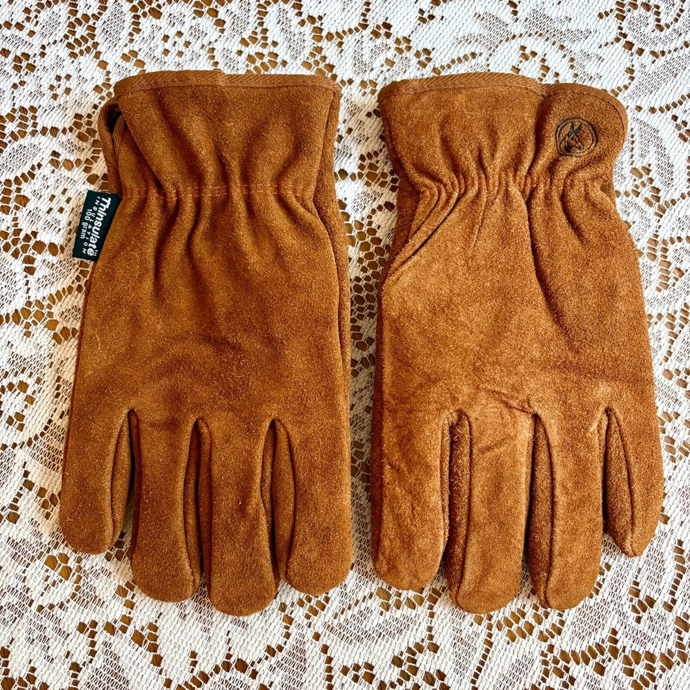 Wells Lamont Brown Suede Cowhide Leather Thinsulate Work Gloves L Fleece Lined
